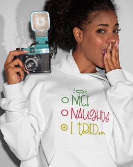 Naughty, Nice, I tried... Christmas Hoodie