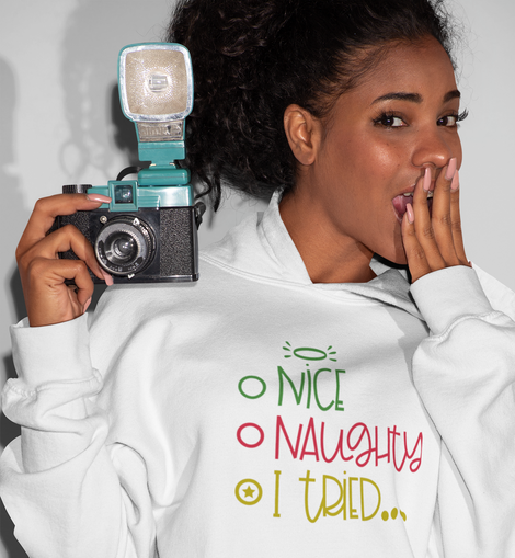 Naughty, Nice, I tried... Christmas Hoodie
