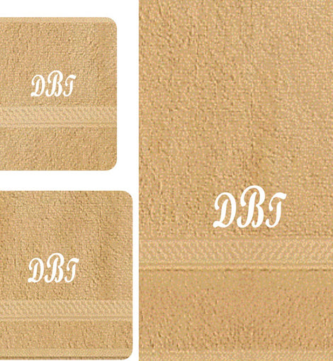 Monogram 3 Piece Tan Towel Set