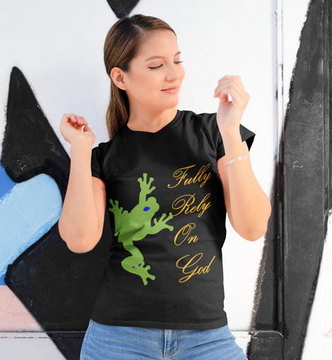Take a Leap and Fully Rely On God Women's Black T-shirt