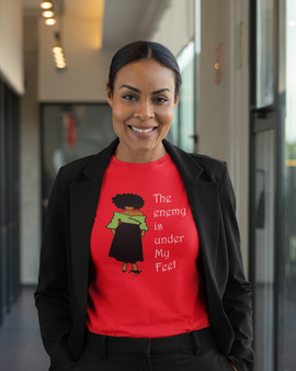 The Enemy Is Under My Feet Red Women's T-shirt