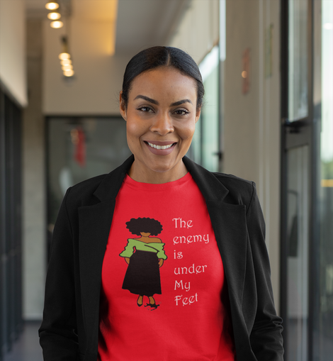The Enemy Is Under My Feet Red Women's T-shirt